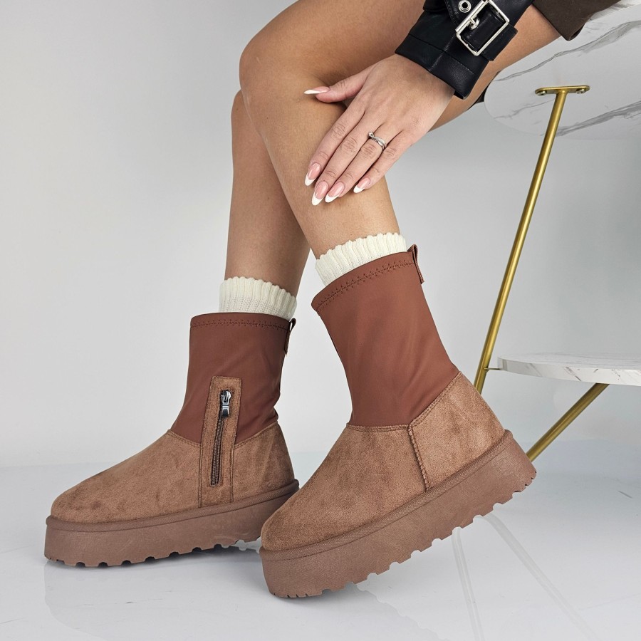 Donna DORATON Srl | Lana - Stivaletti Donna Invernali Con Ecopelliccia Camel