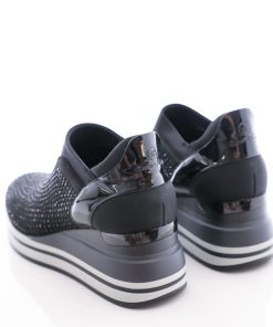 Donna DORATON Srl | Queen Helena - Sneakers Donna Con Tacco E Strass Nero